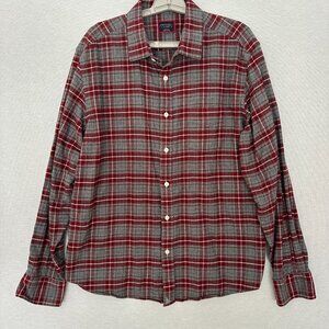 UNTUCKIT MEN'S RED GRAY PLAID CHECKERED FLANNEL LONG SLEEVE SHIRT SIZE XL